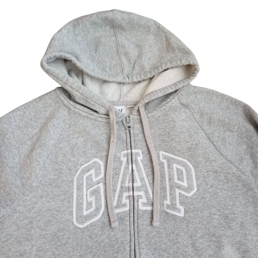 GAP Gray Zip-Up Hoodie – Classic Logo Sweatshirt, Unisex Size L